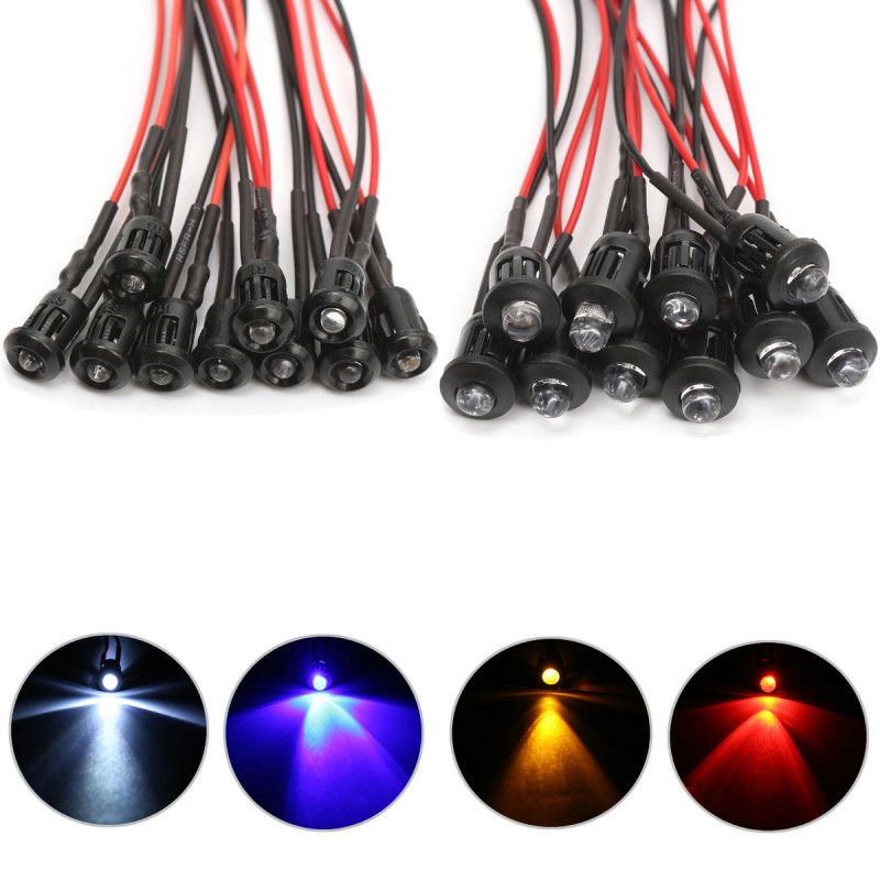 10Pcs 12V Flashing Pre-Wired LED Ultra Bright Water Clear Bulb