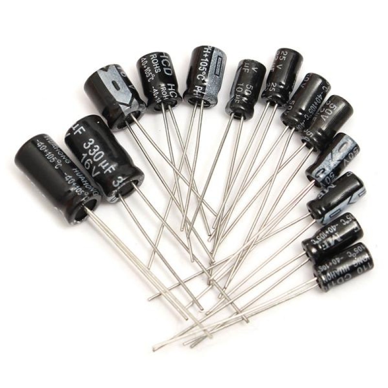 600pcs 12 Value 1uF~470uF Electrolytic Capacitor Assortment Kit 50pcs Each Value