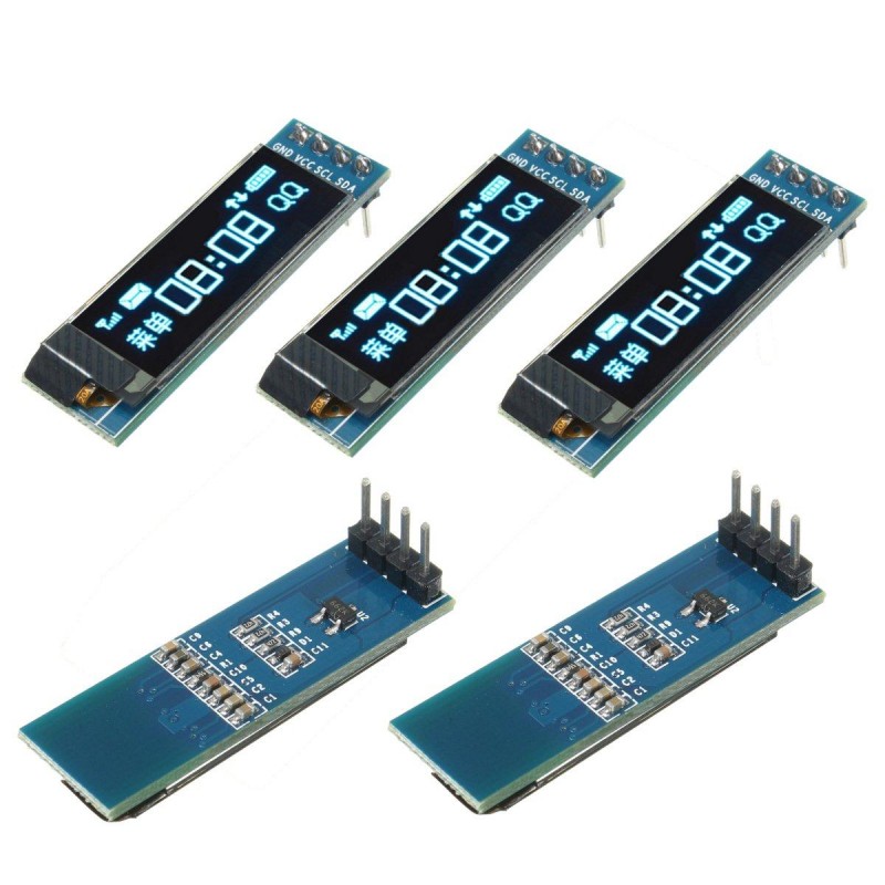 5Pcs 0.91 Inch 128x32 IIC I2C Blue OLED LCD Display DIY Oled Module SSD1306 Driver IC DC 3.3V 5V PIC
