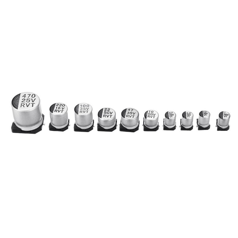 145Pcs 10 Values SMD 0.47 to 470uF Electrolytic Capacitor Assortment Kit For Electronic DIY Project