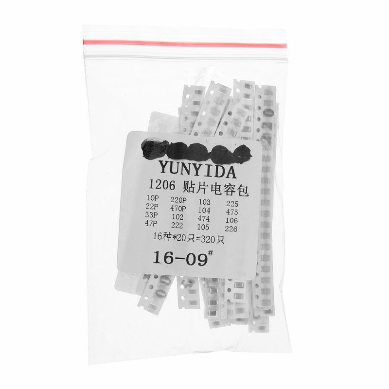 320Pcs 1206 SMD Capacitor Assorted kit 16 Values 20 Each 10pF~22uF Samples Kit Electronic Diy Kit