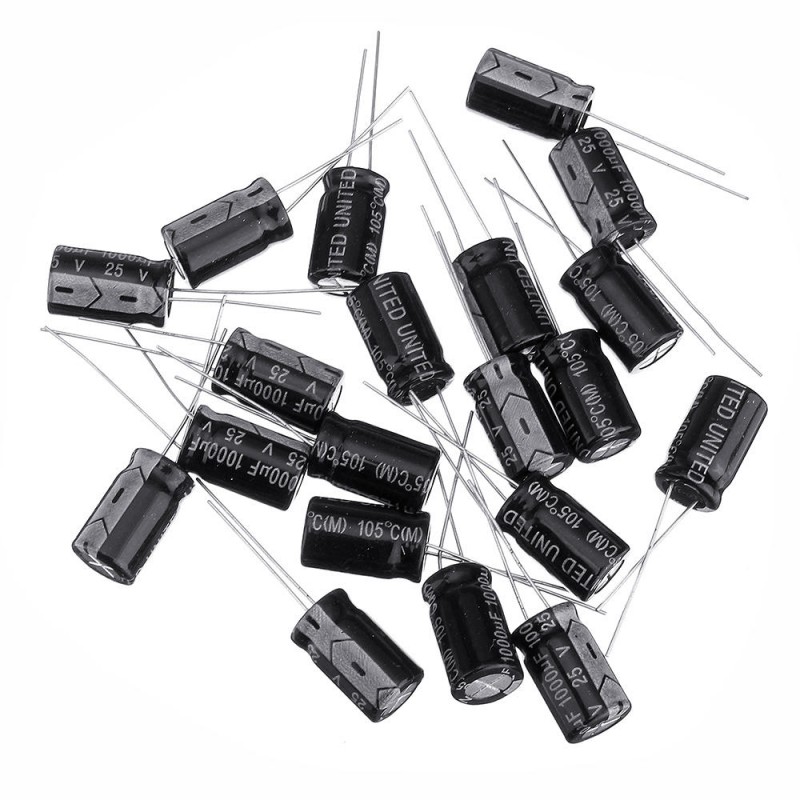 20Pcs High Frequency Low Impedance 25V 1000uF 10*13MM Aluminum Electrolytic Capacitor 1000uf 25v 25V1000uf